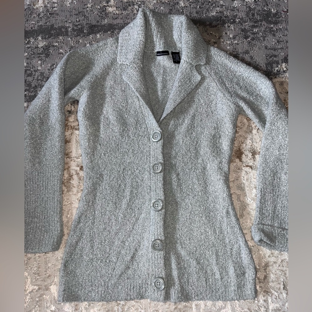 Moda International wool blend Light Gray Button-Up Cardigan women’s large